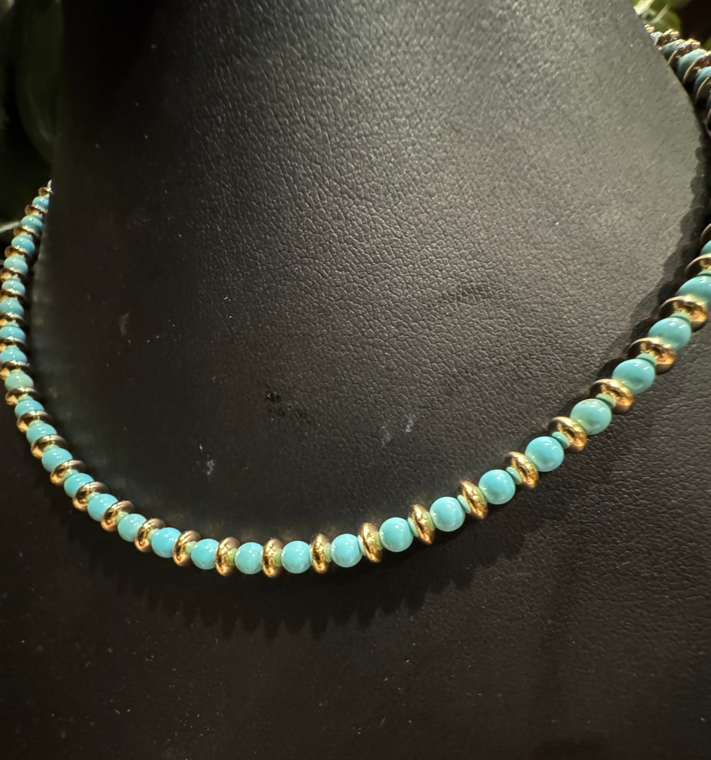 Choker- 4mm Turquoise/ 4mm Gold-Filled Rondelle Beads