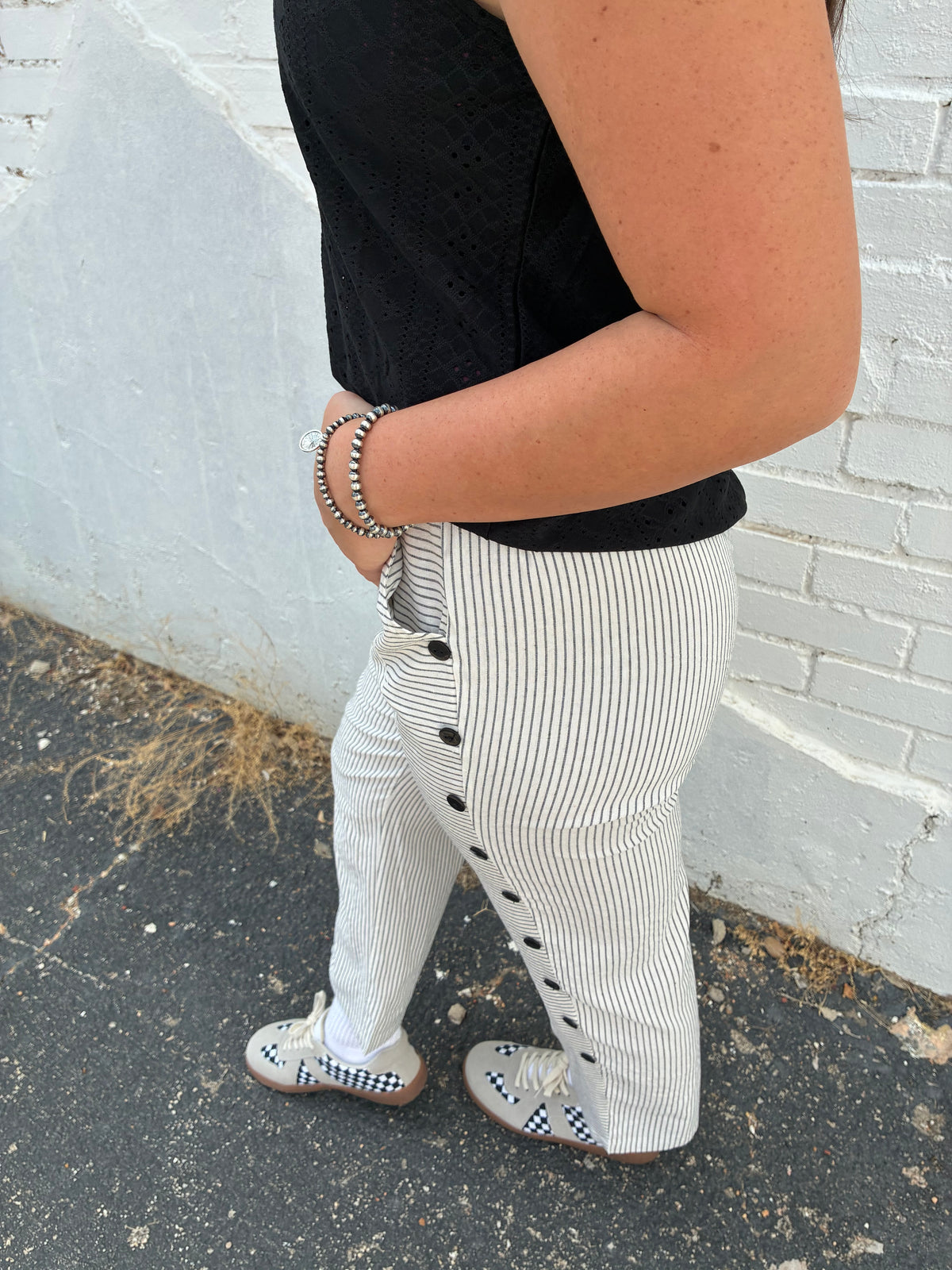 Striped Button Trouser