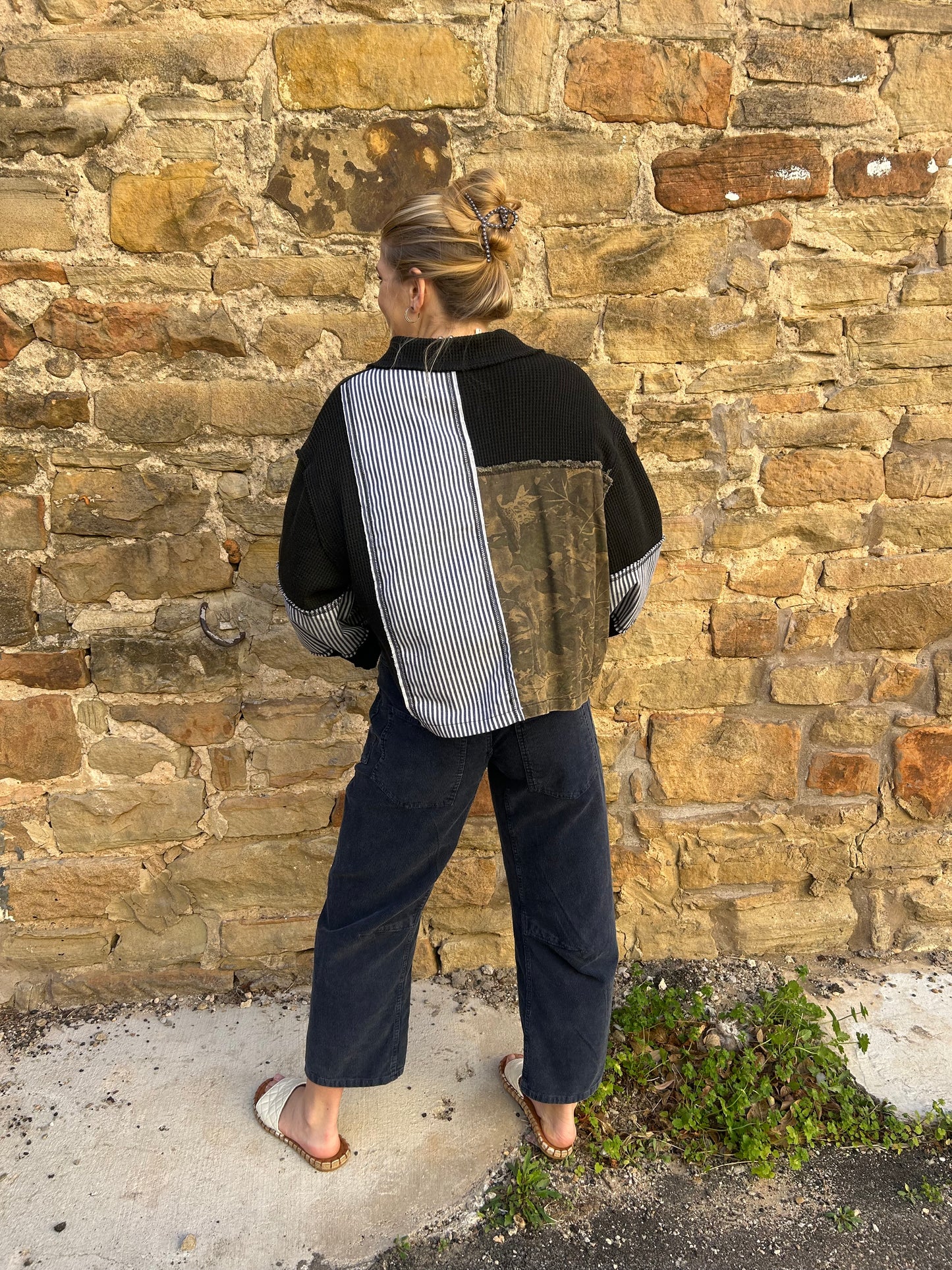 Blue Corduroy Barrel Jeans