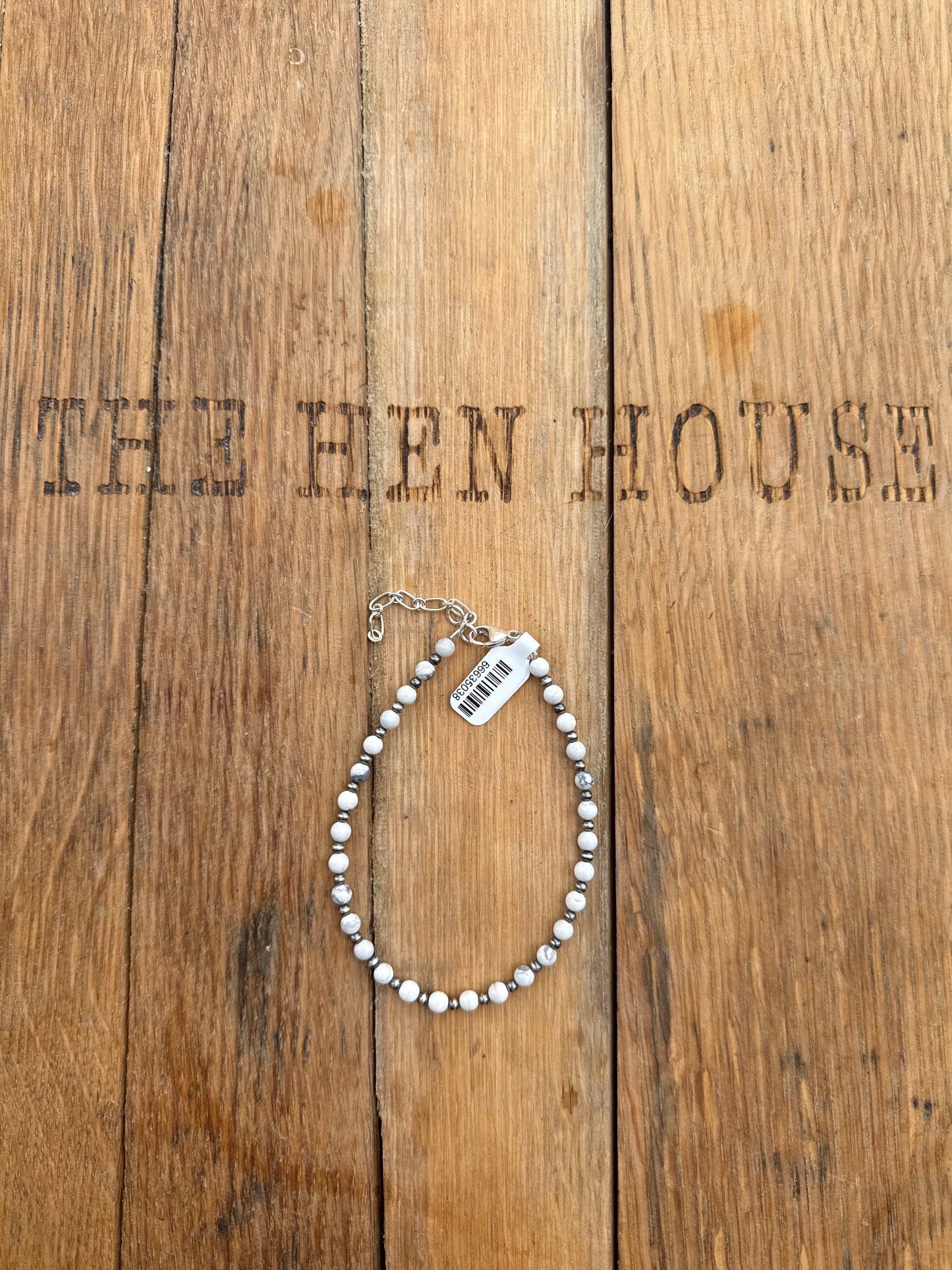 Anklet- 5mm White Chalk w/ 3mm Sterling Silver Beed