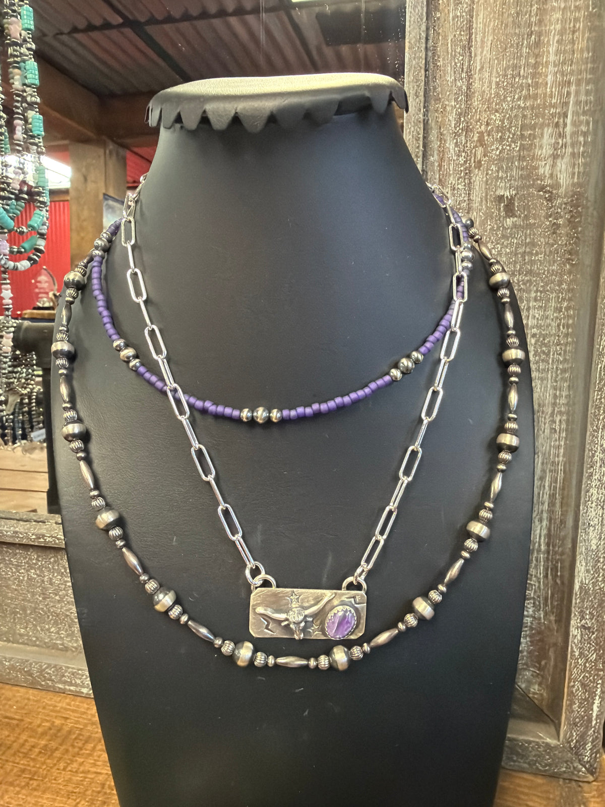 Necklace - 20” Sterling Silver Pearls - 3-4-7-torpedo