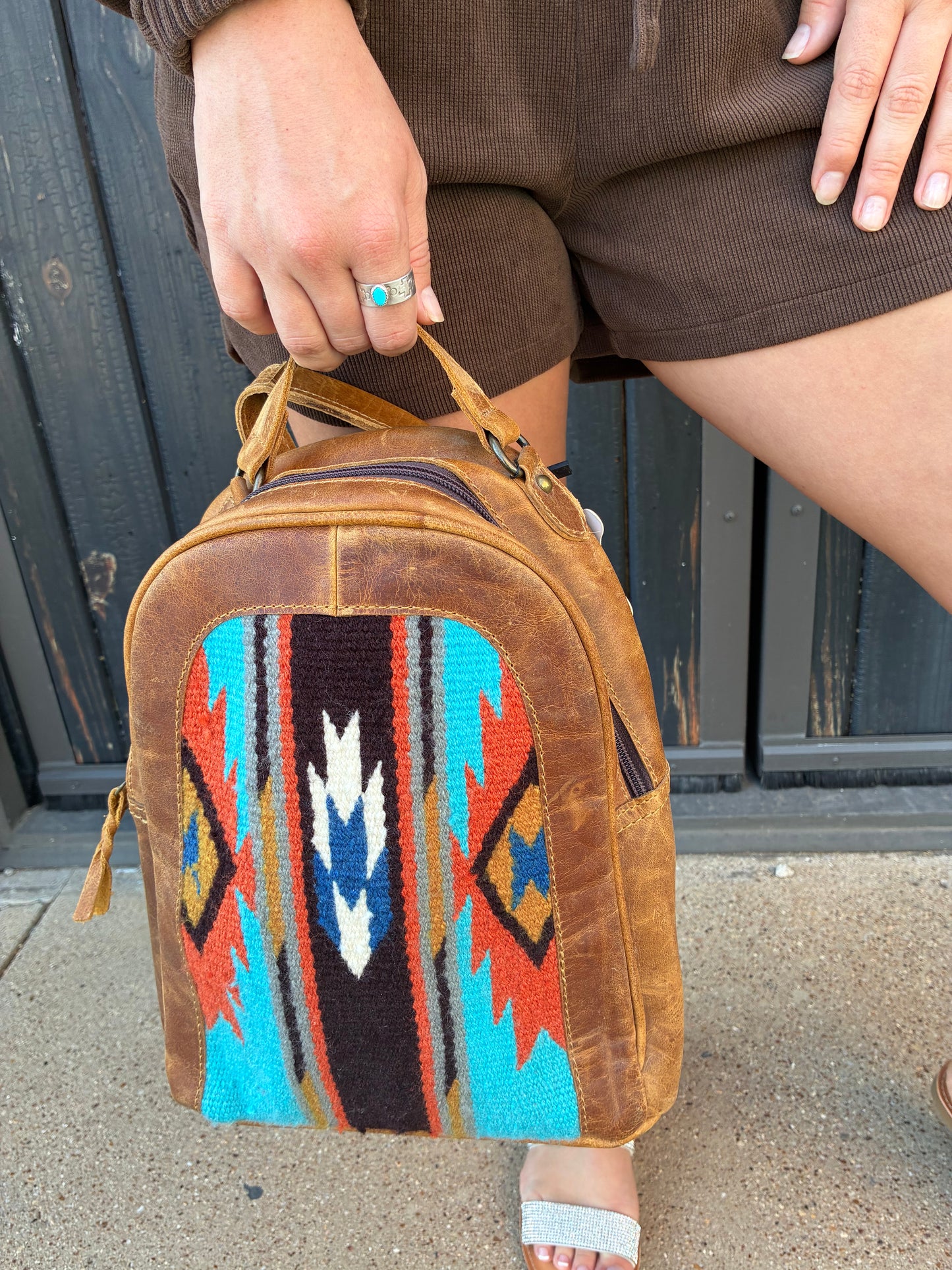 Aztec Leather Backpack