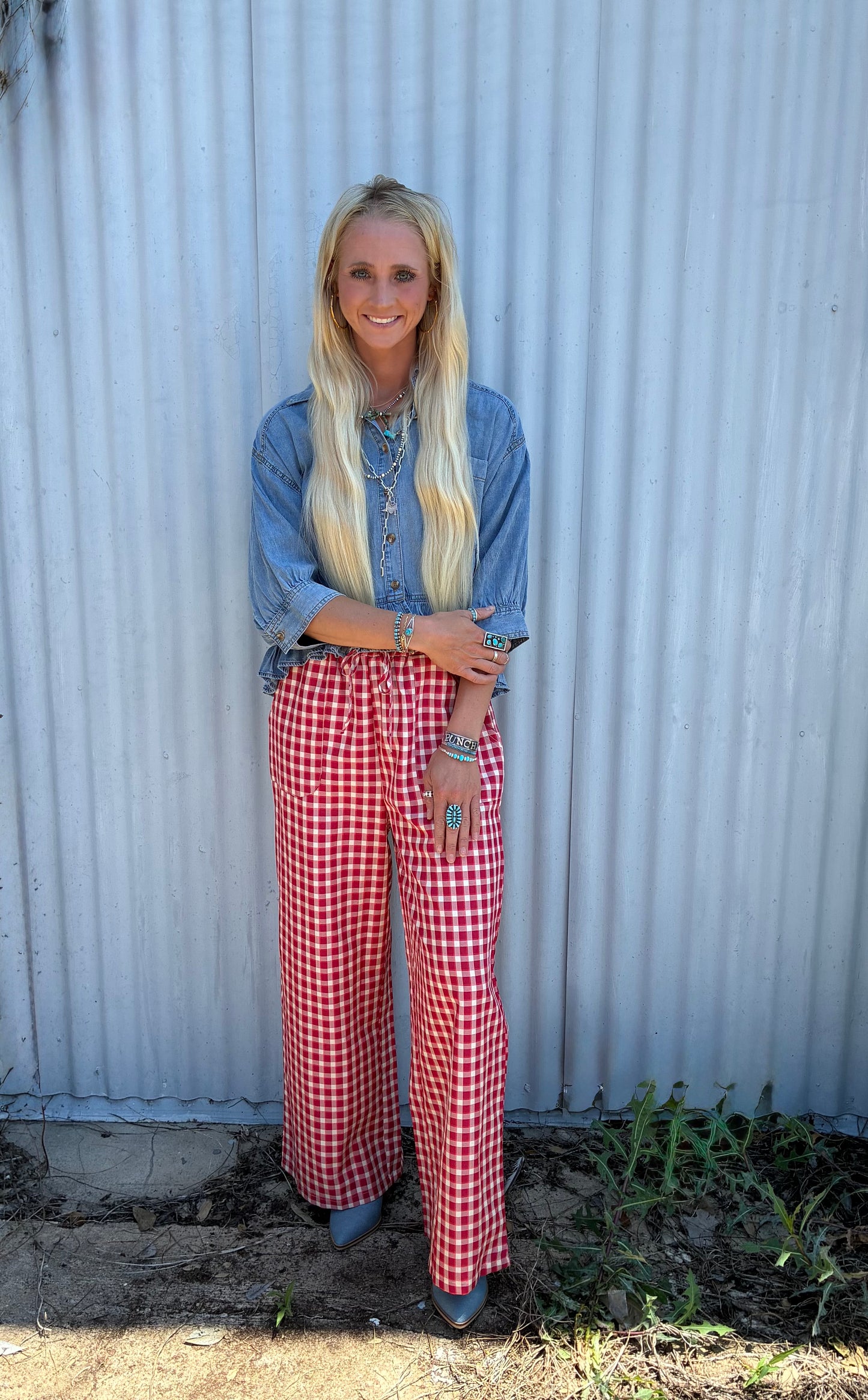 Ruffled Hem Denim Top