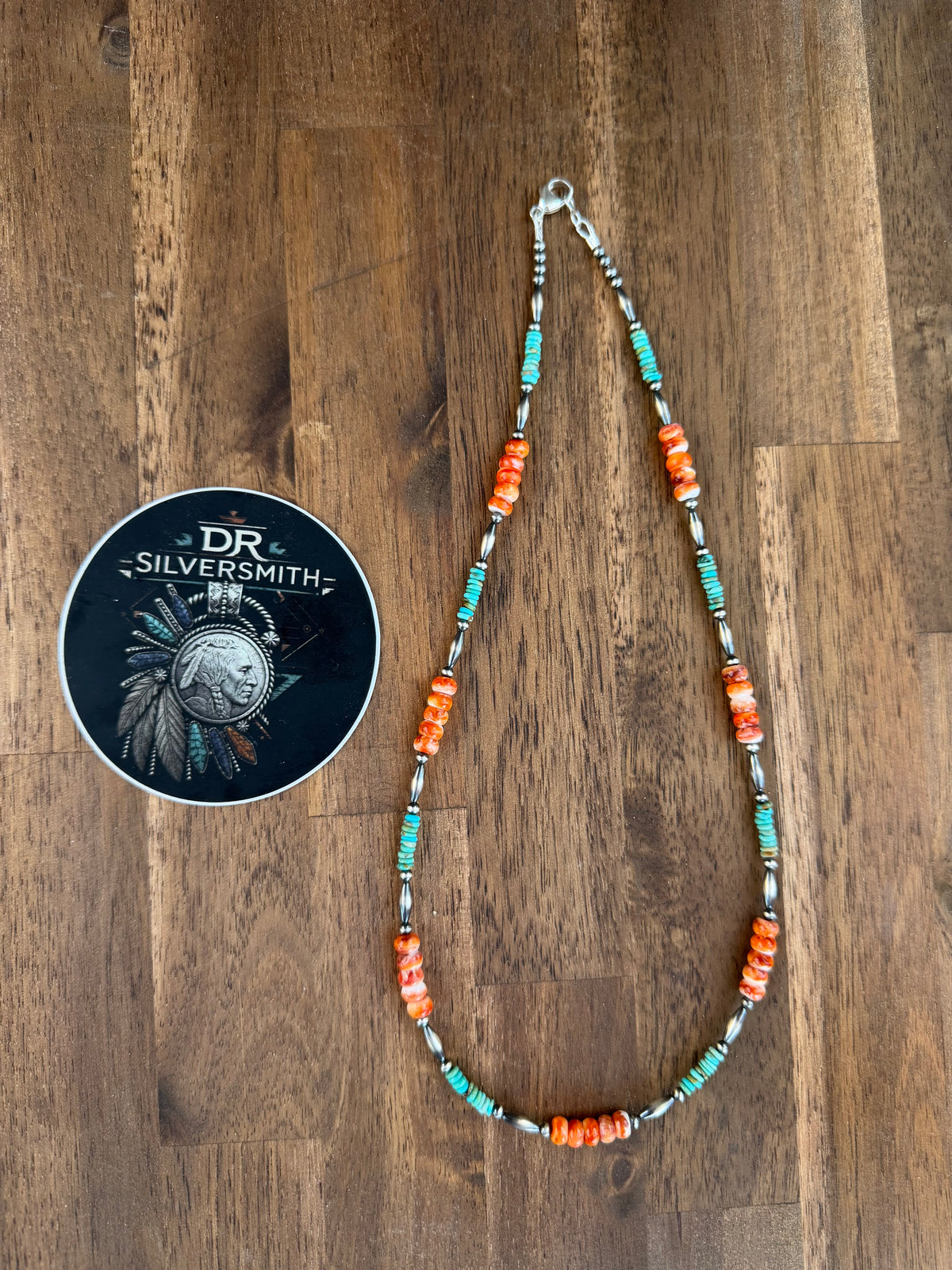 Necklace - 20” - 3mm - Torpedo - Spiny Oyster & Kingman Turquoise