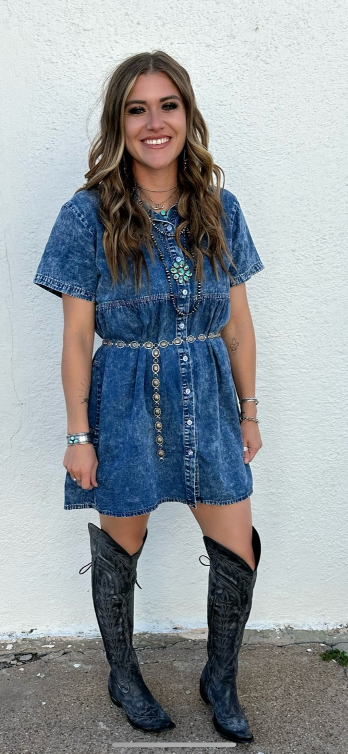 Short Sleeve Denim Dress