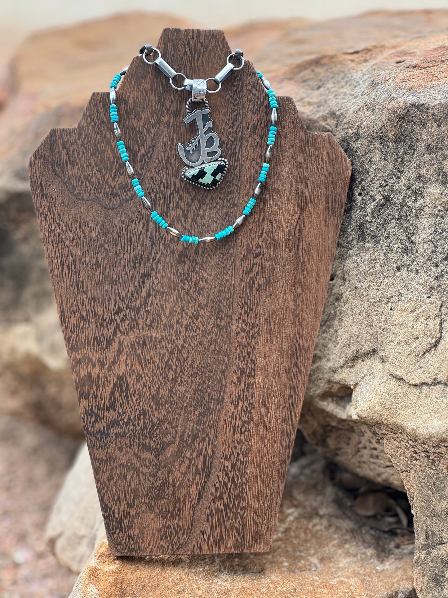 Turquoise/Sterling Silver Torpedo Bead Choker