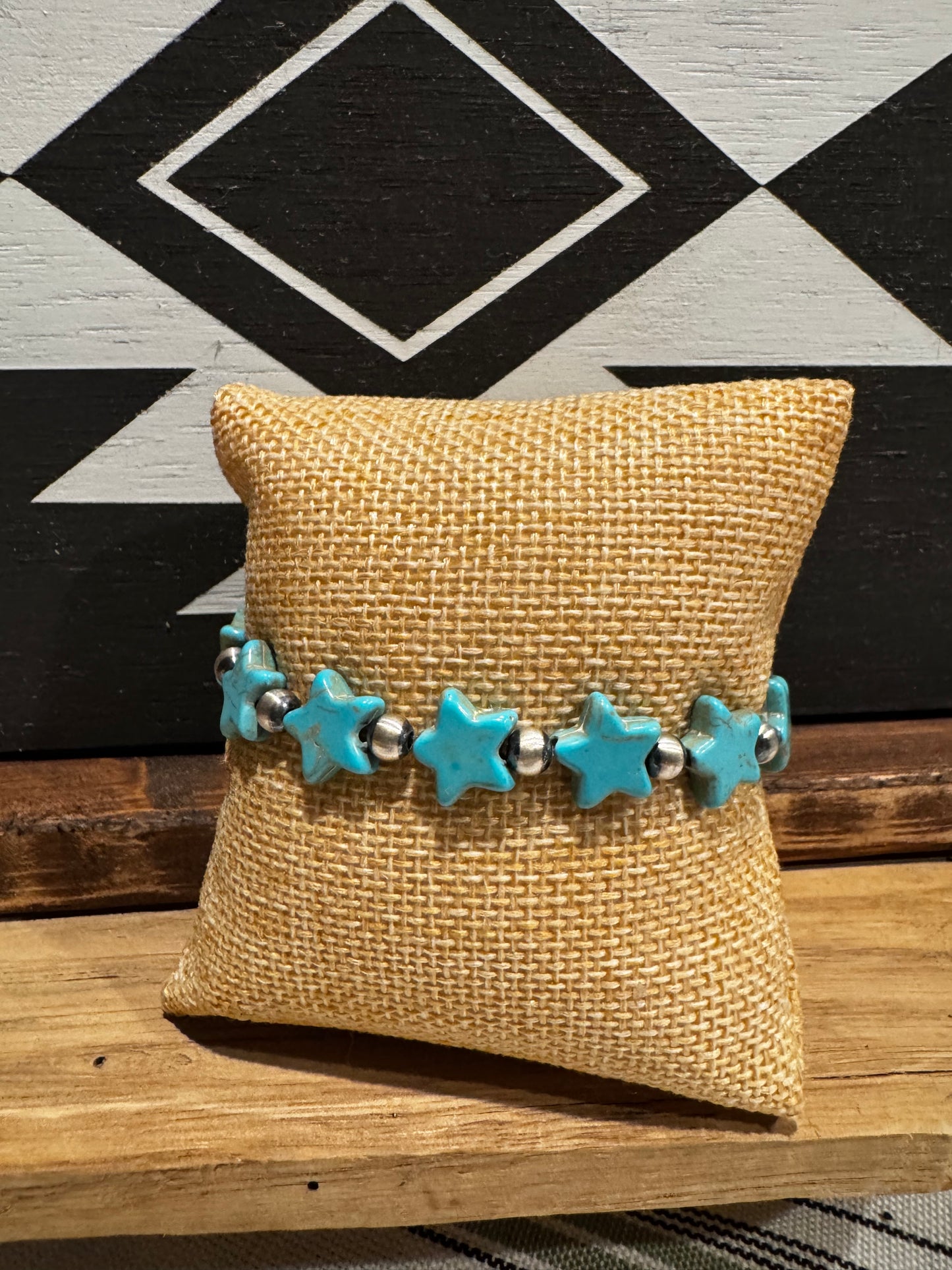 Bracelet - Turquoise Stars with Sterling Silver Pearls
