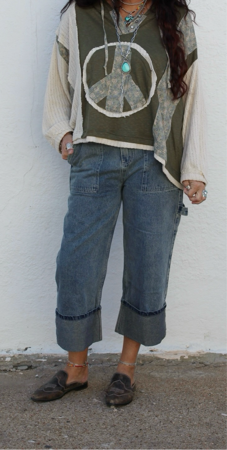 Denim Cuff Cropped Pant