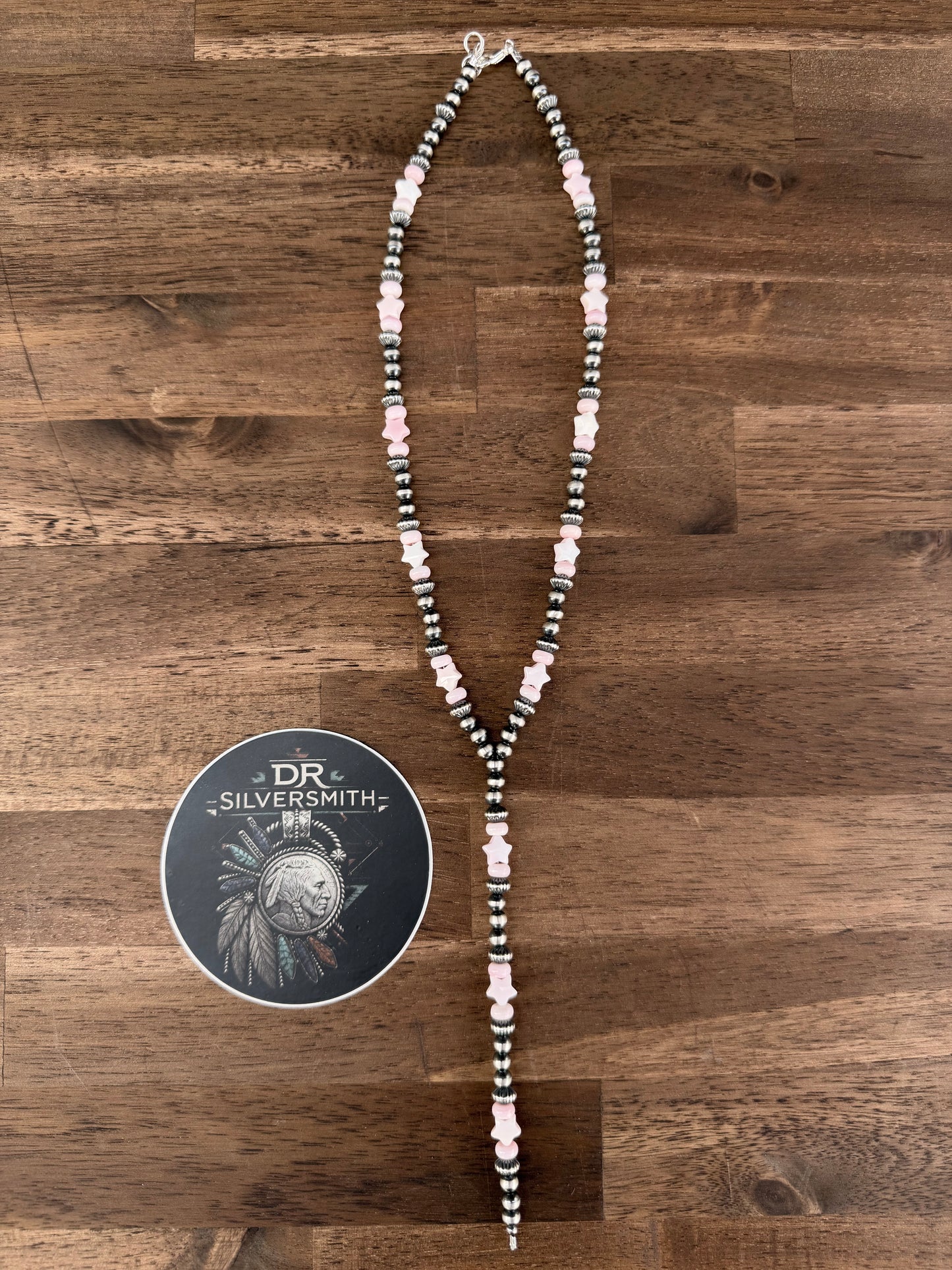 Necklace - 18” - 5mm - 7.5mm Rondell - Pink Conch Lariat