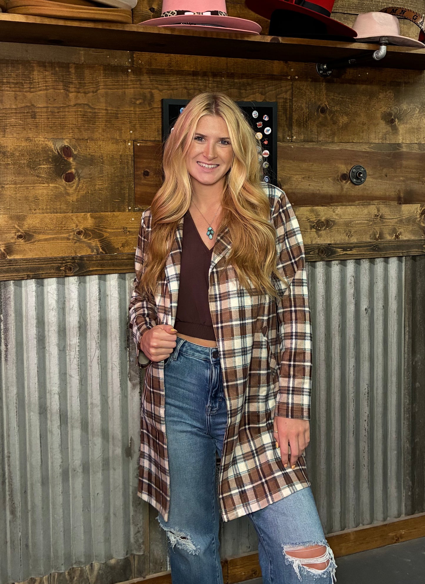Plaid Tartan Suede Blazer
