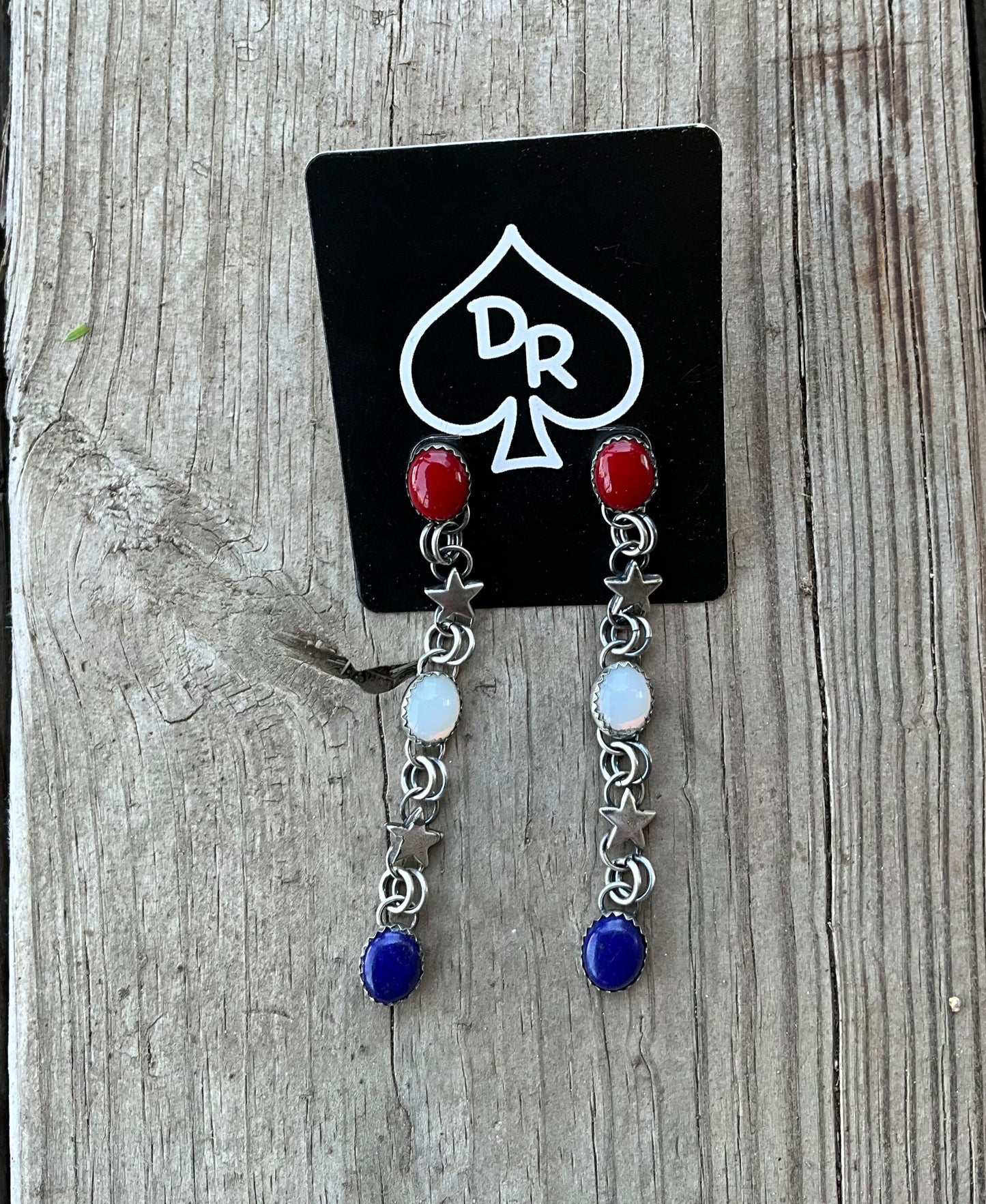 All American 3 Stone Dangle Earrings