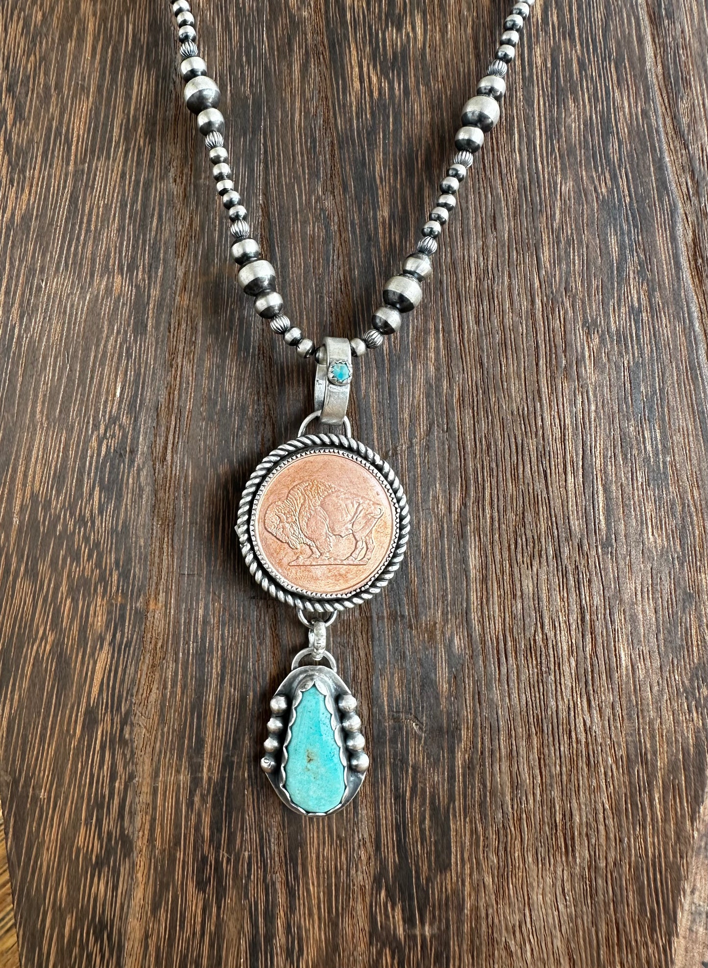 Copper Buffalo Coin Pendant