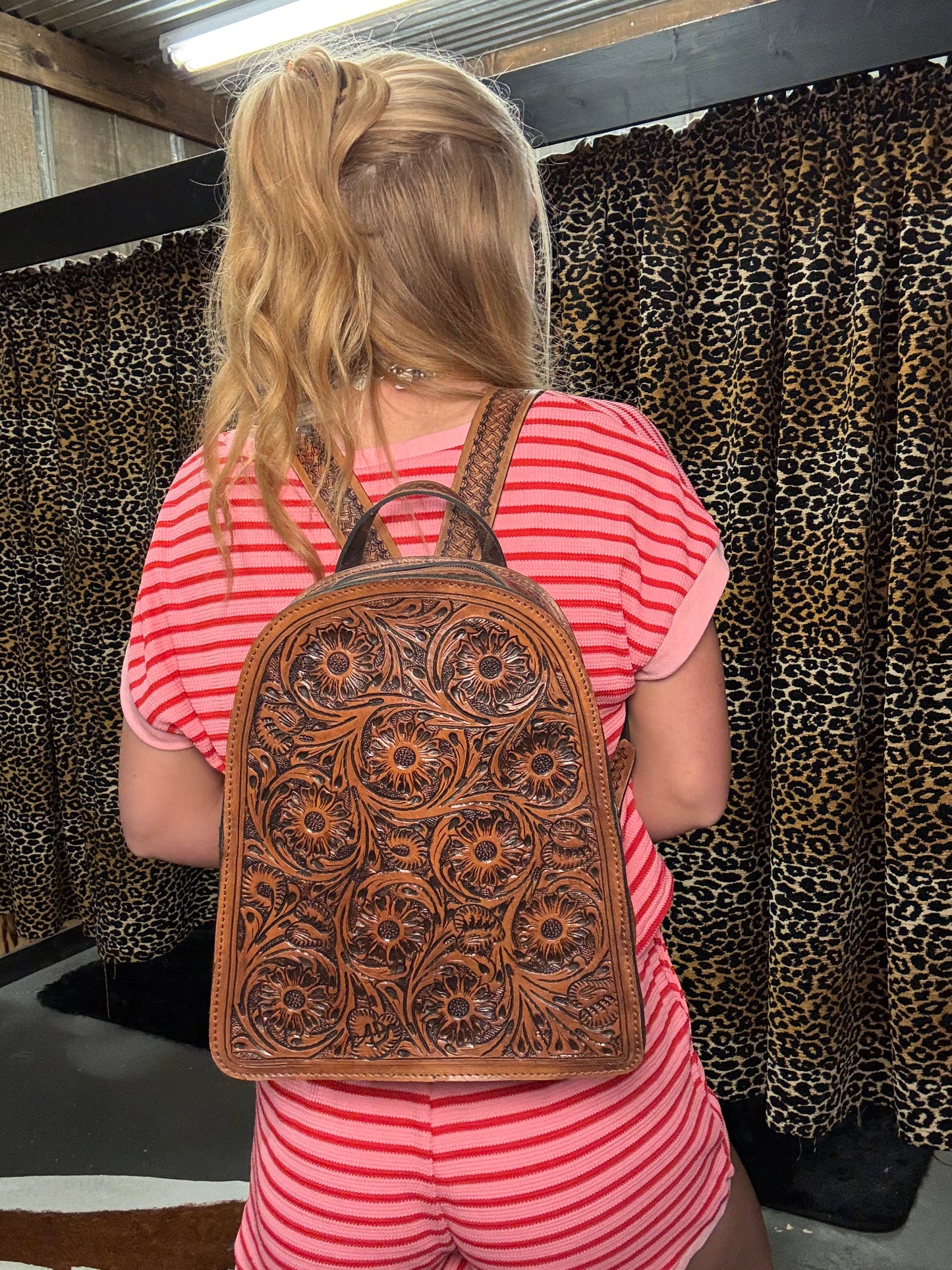 Leather Tooled Backpack