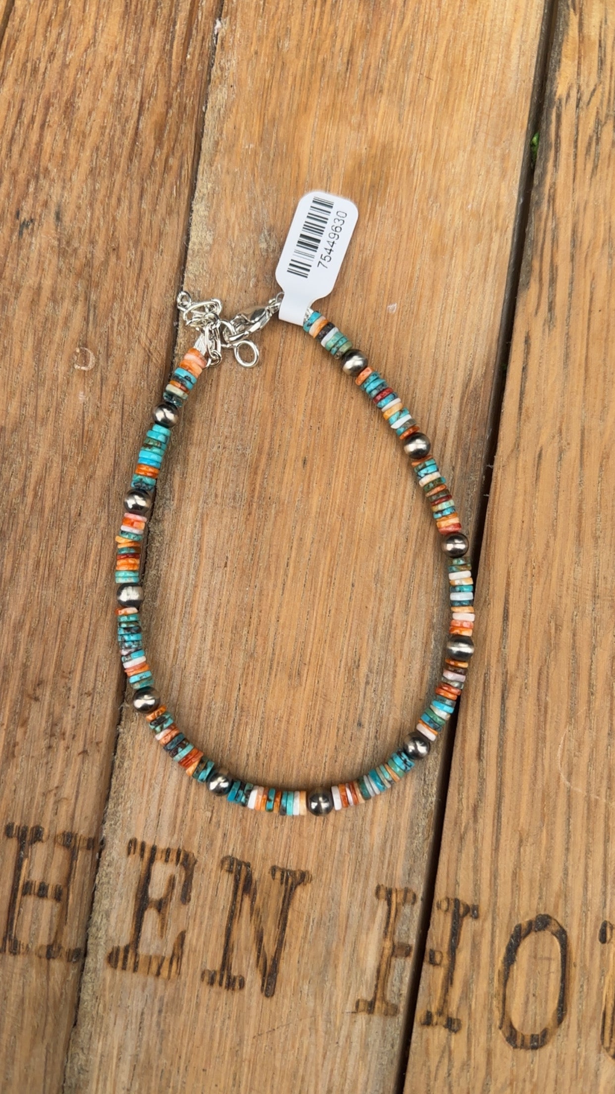 Anklet- Multi-Colored Heishi Beads w/ 5mm Sterling Silver Pearls