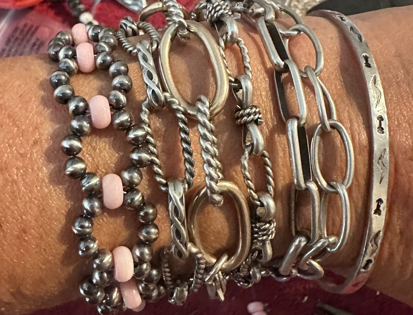 Bracelet - Sterling Silver - 4mm & Pink Conch