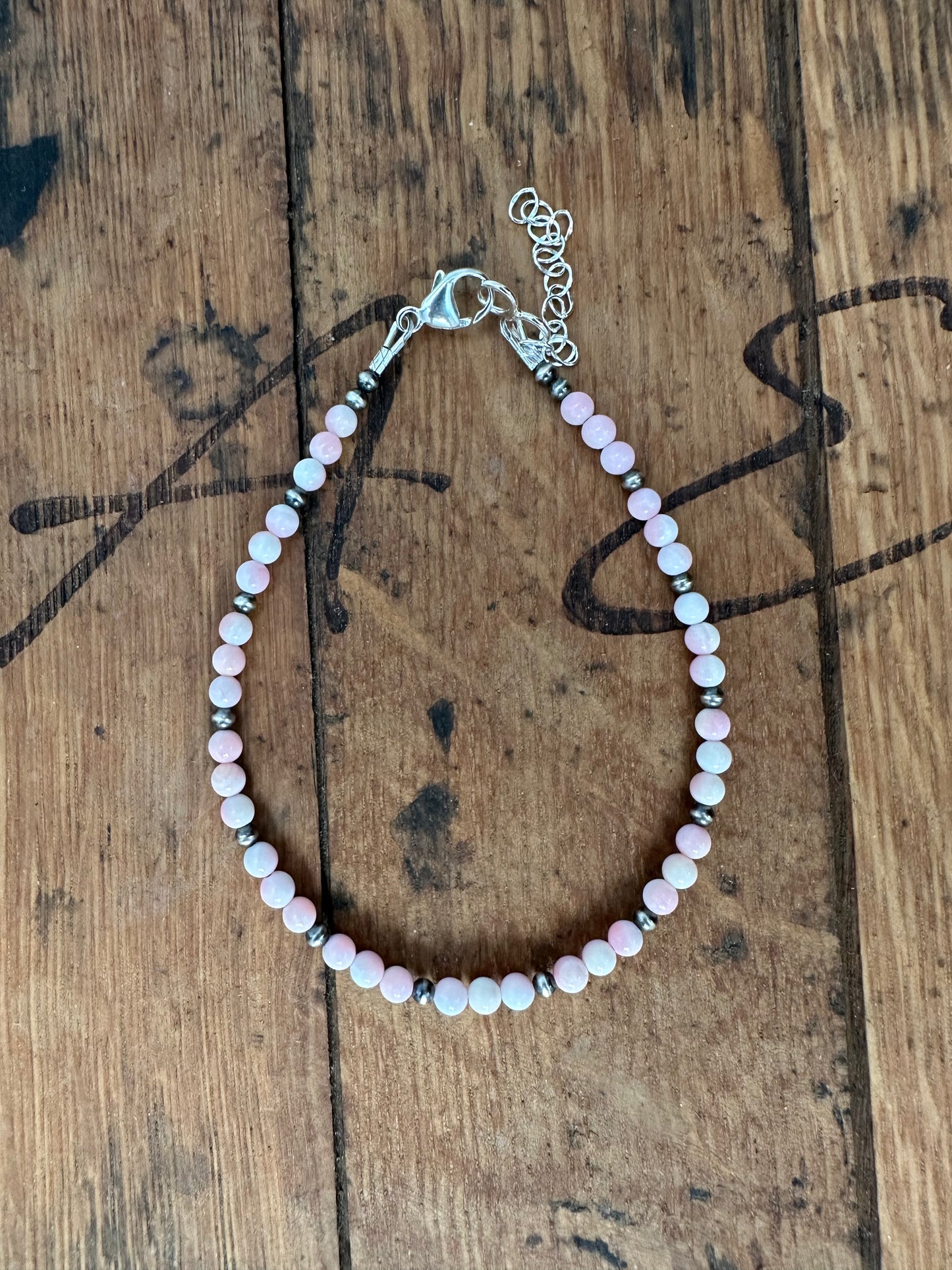 Anklet - Sterling Silver & Pink Conch