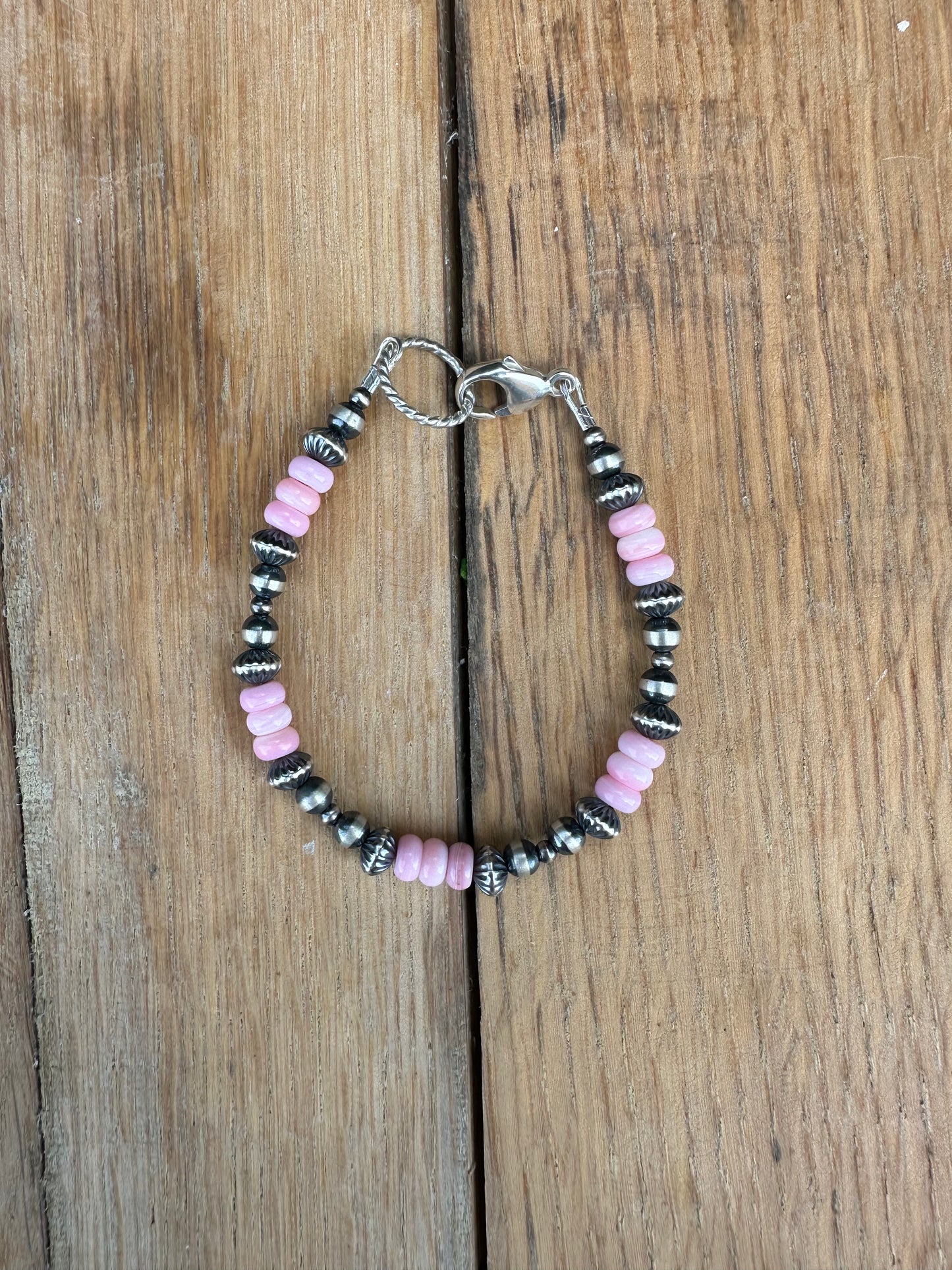 Bracelet - 3/5mm & 7.5mm Rondelle - Pink Conch