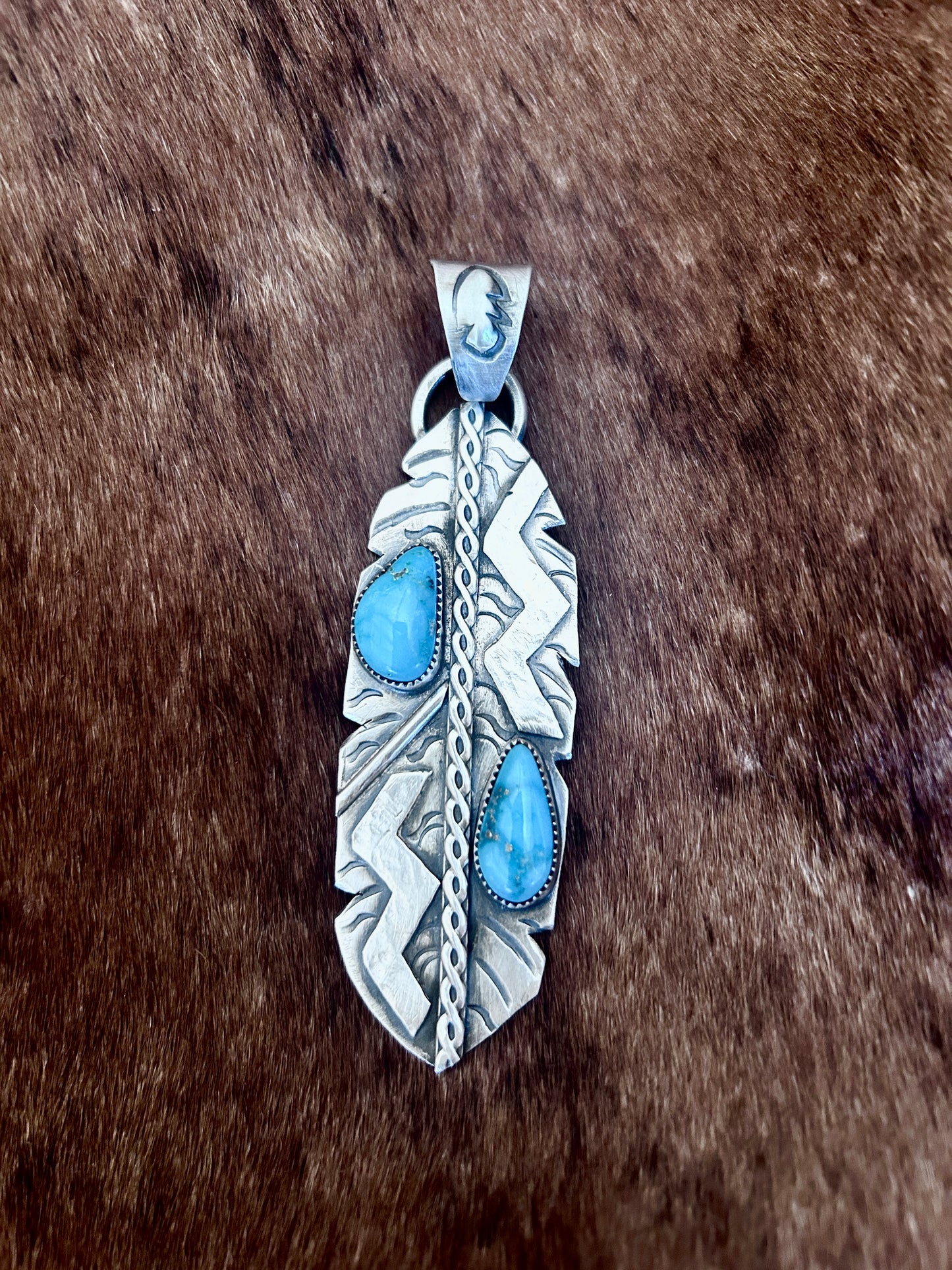 Feather/Turquoise Pendant