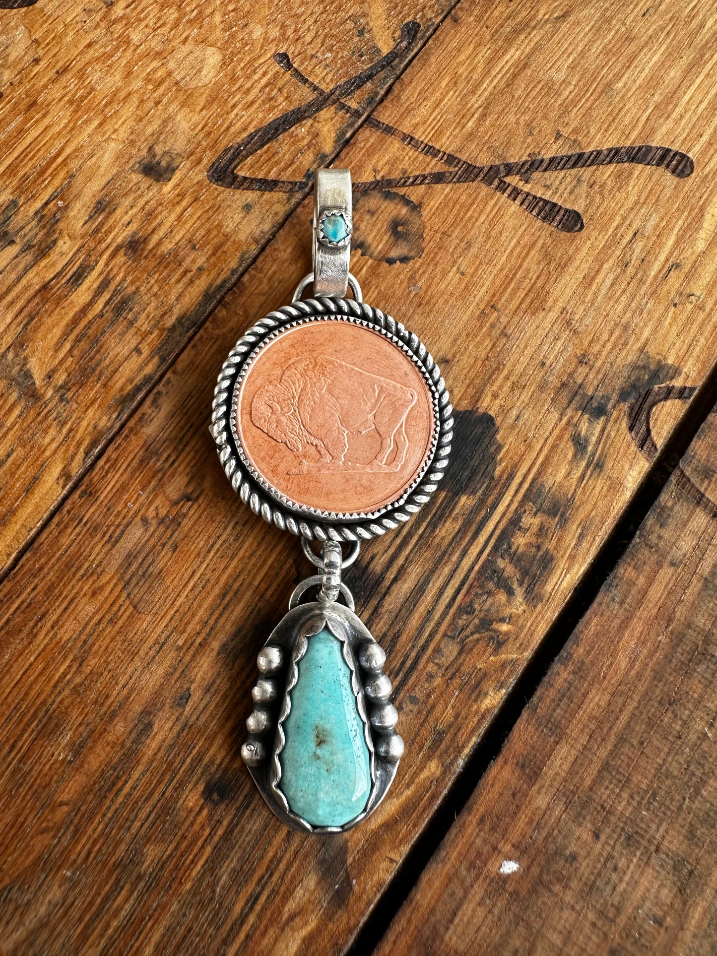 Copper Buffalo Coin Pendant