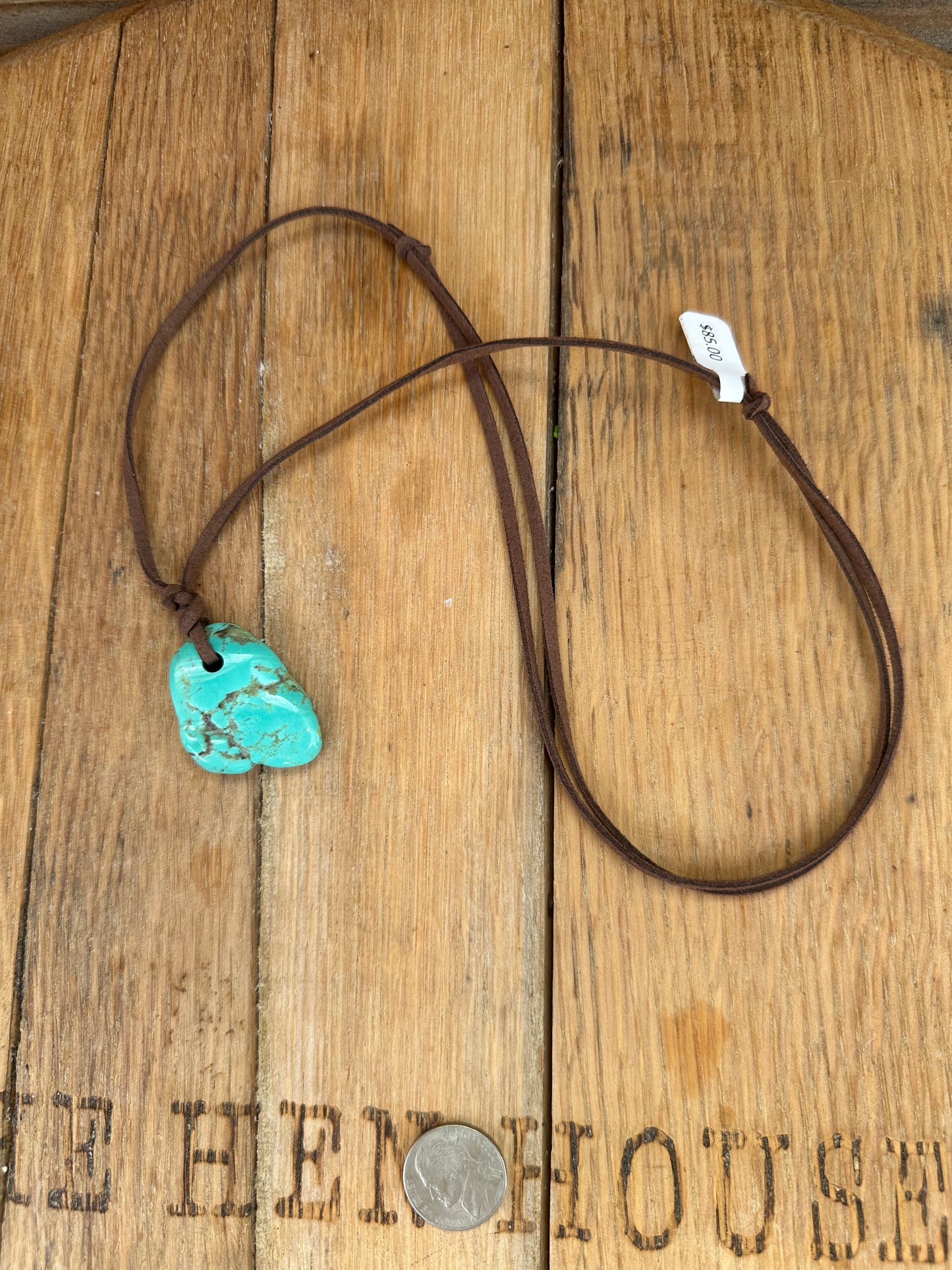 Leather Necklace with Kingman Stone