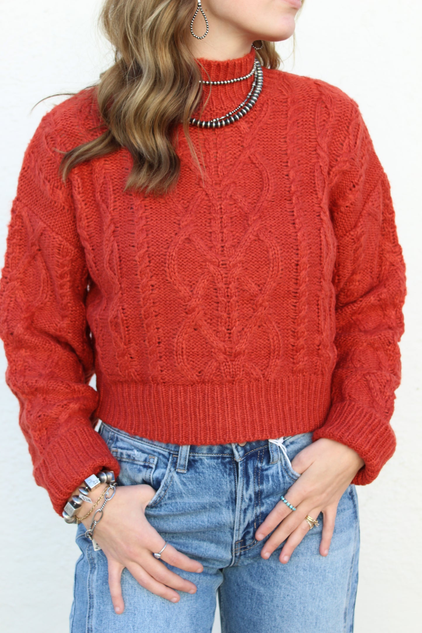 Redwood Cropped Knit Sweater