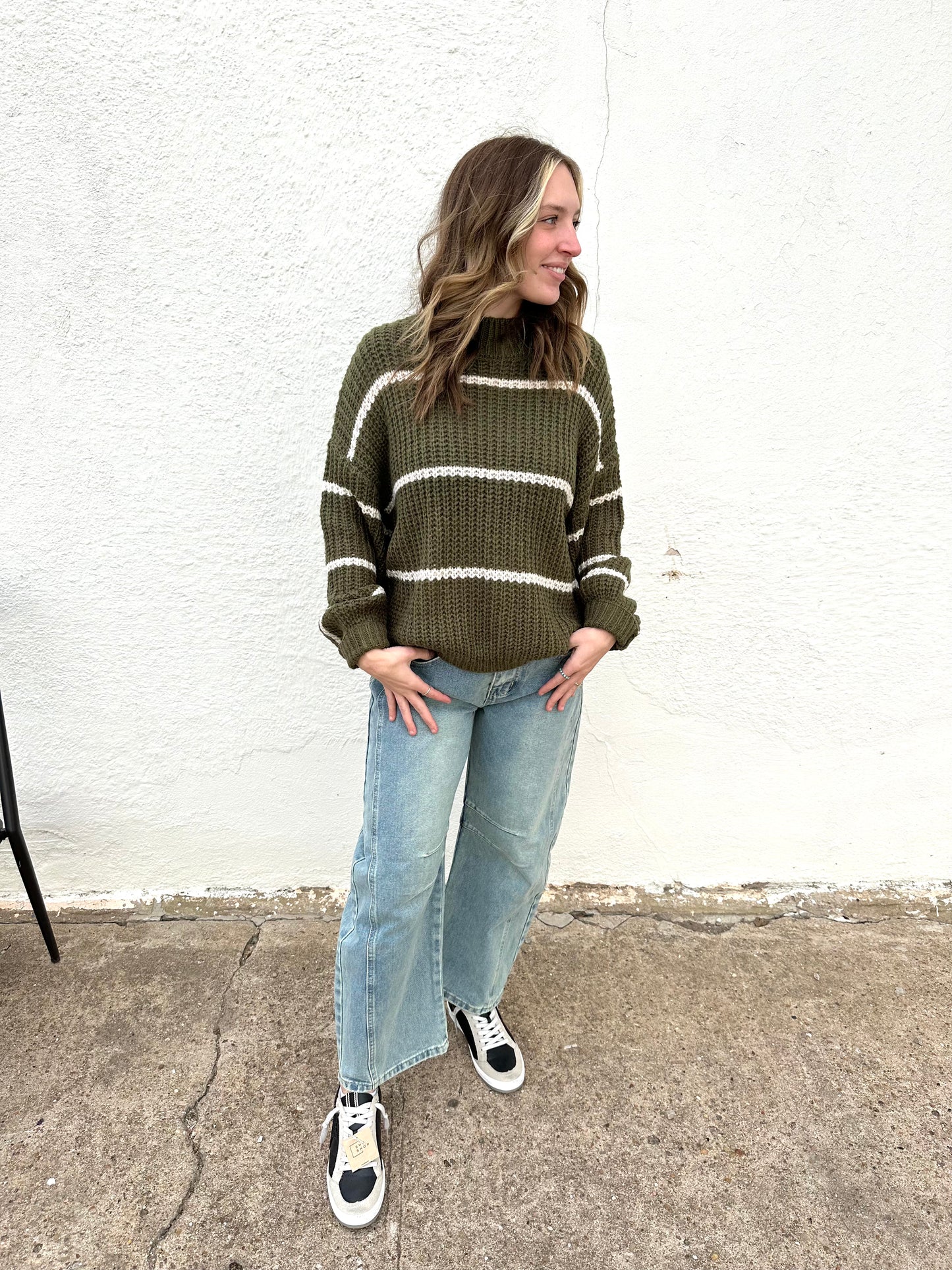 Knit Olive Stripped Sweater