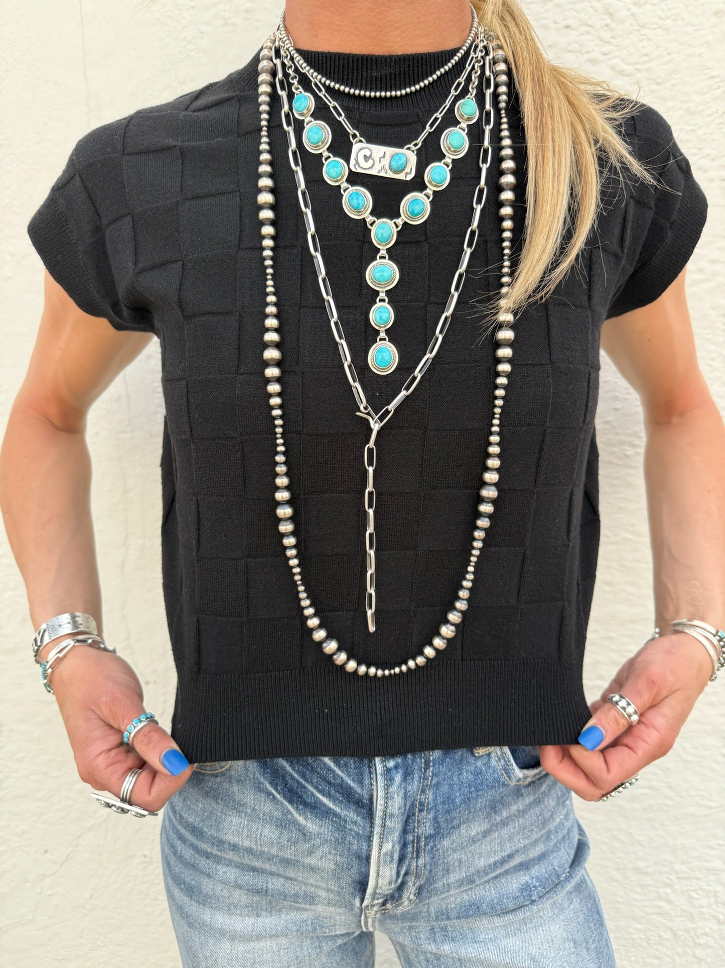 Black Checkered Crop Sleeve