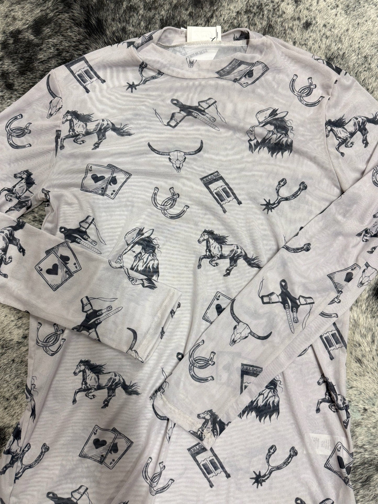 Cards and Horses Mesh Top