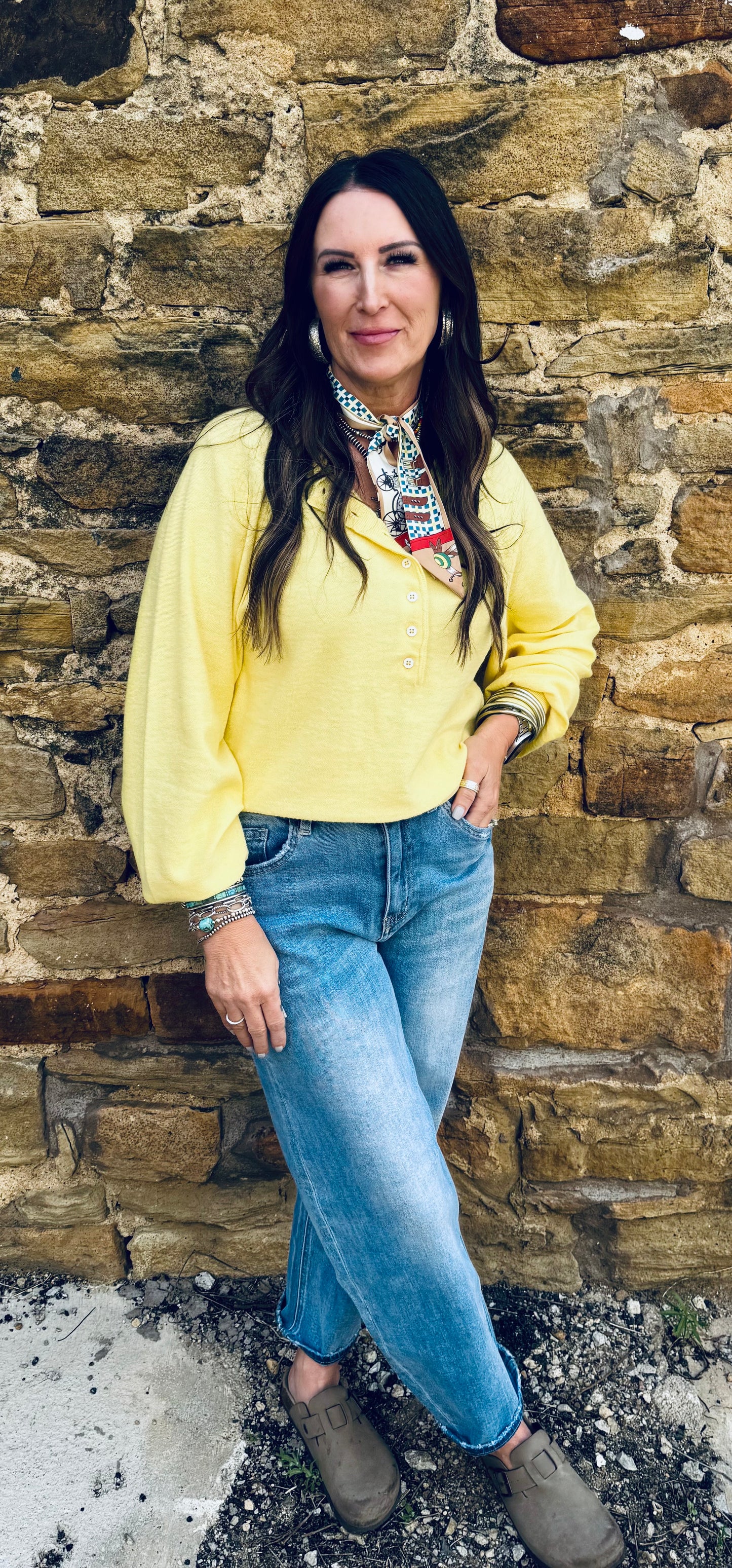 Yellow 1/2 Button Sweater