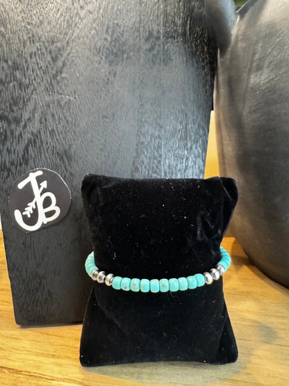 Bracelet - 5 Turquoise Rondelle