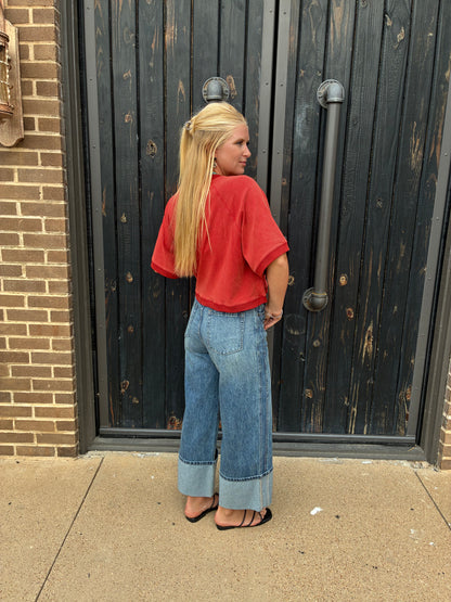 Cuffed Double Seam Jeans