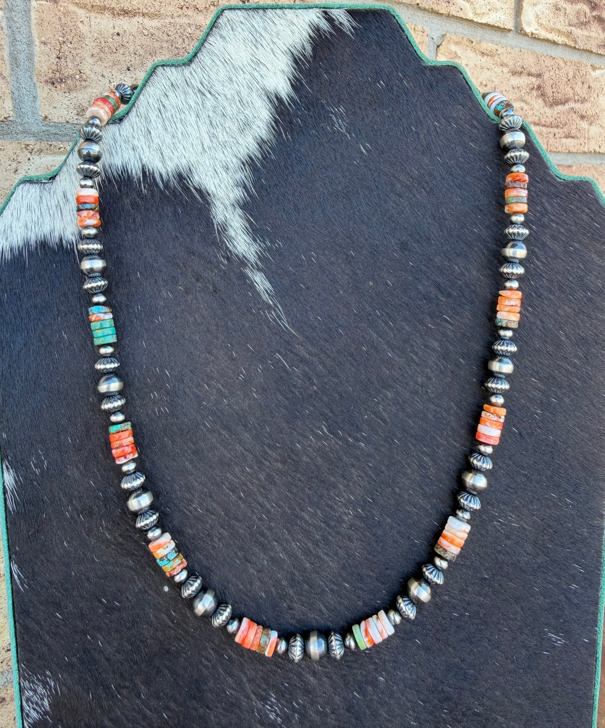 Necklace - 20” - 4/7mm & 7.5mm Rondell + Spiny Oyster & Turquoise