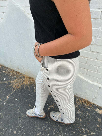 Striped Button Trouser
