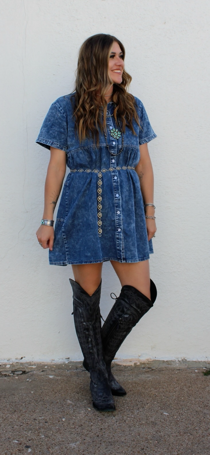 Short Sleeve Denim Dress