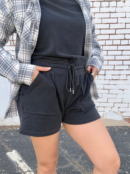 Charcoal Plaid Fringe Flannel