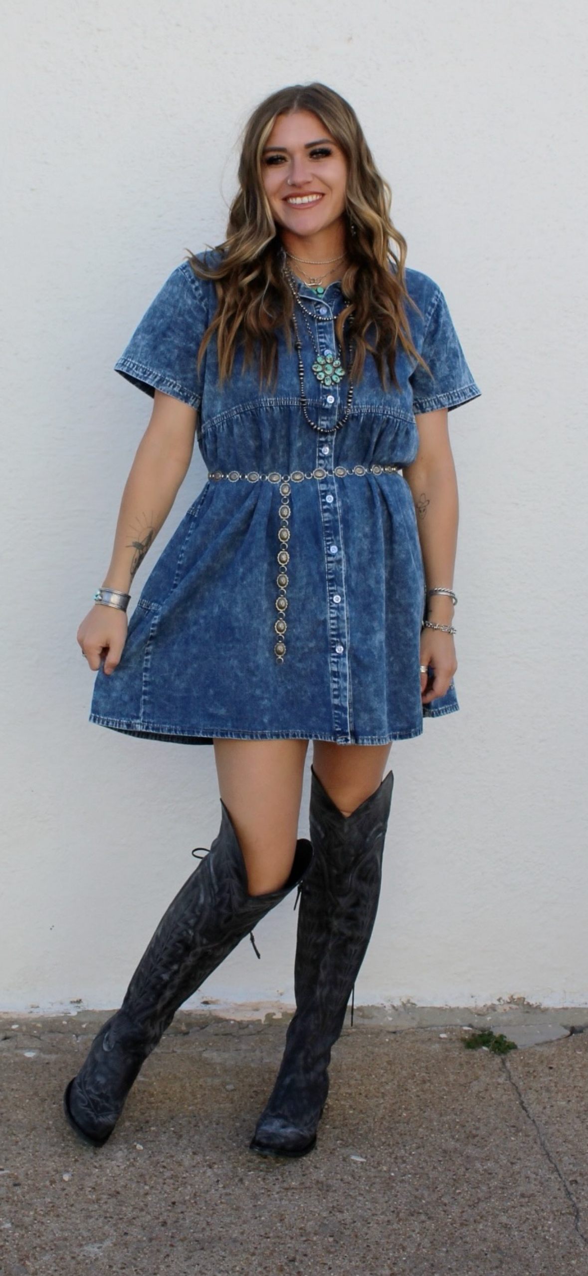 Short Sleeve Denim Dress