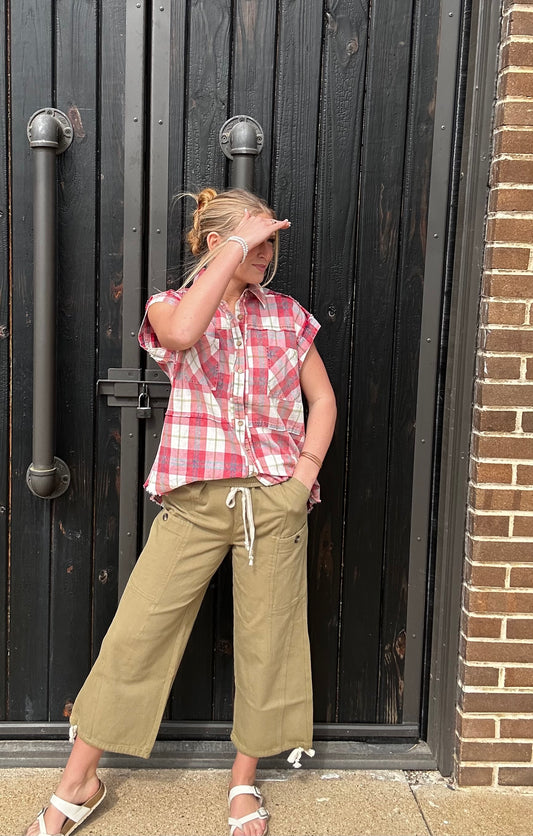 Sleeveless Plaid Top