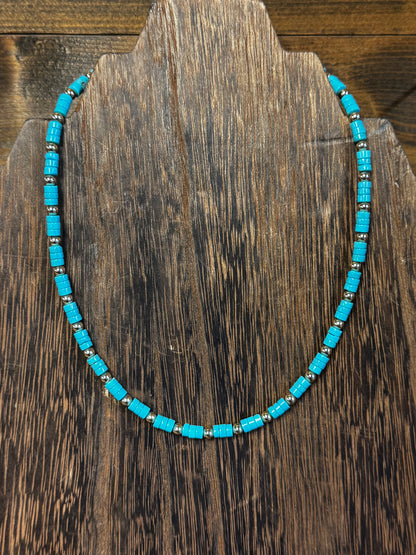 Necklace - 16” Turquoise & Gold