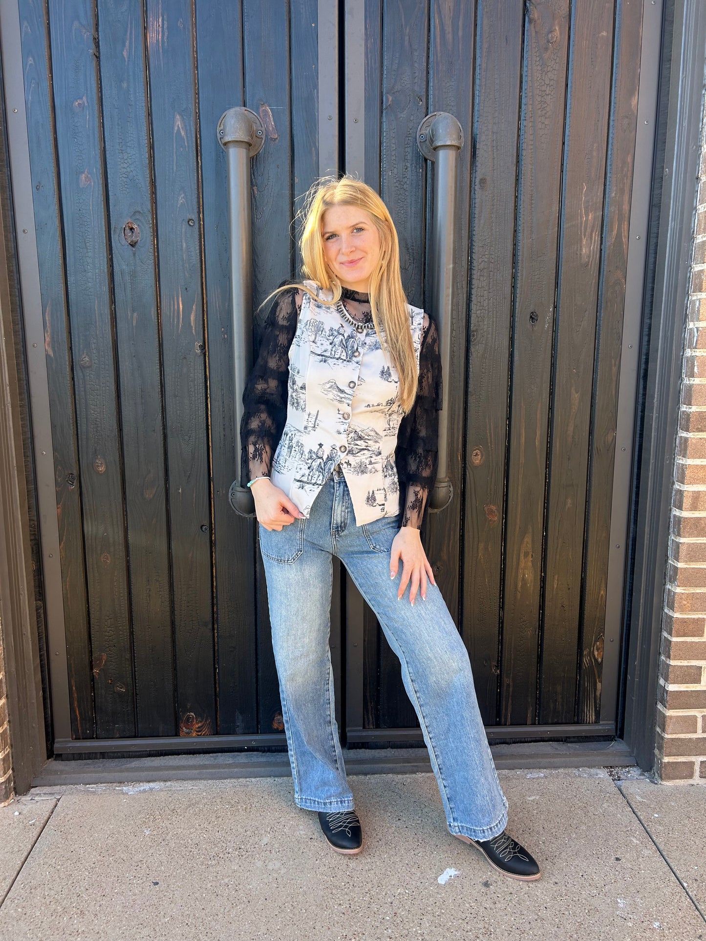 Western Print Fitted Vest