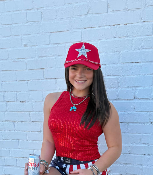 Rhinestone Star Trucker Cap