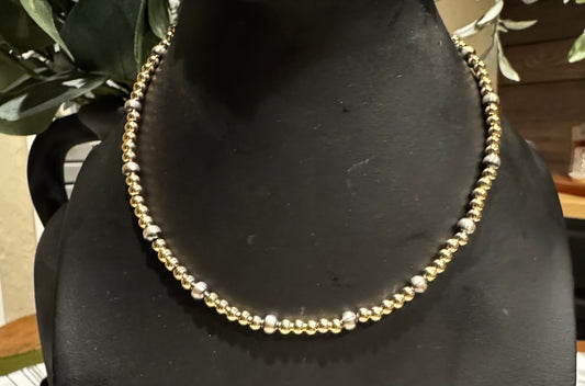 Choker - 4mm Gold-Filled Beads/ 5mm Sterling Silver Pearls