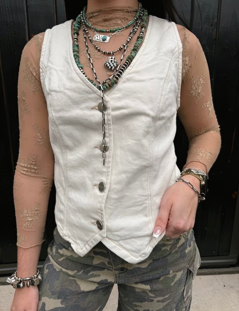 White Denim Vest