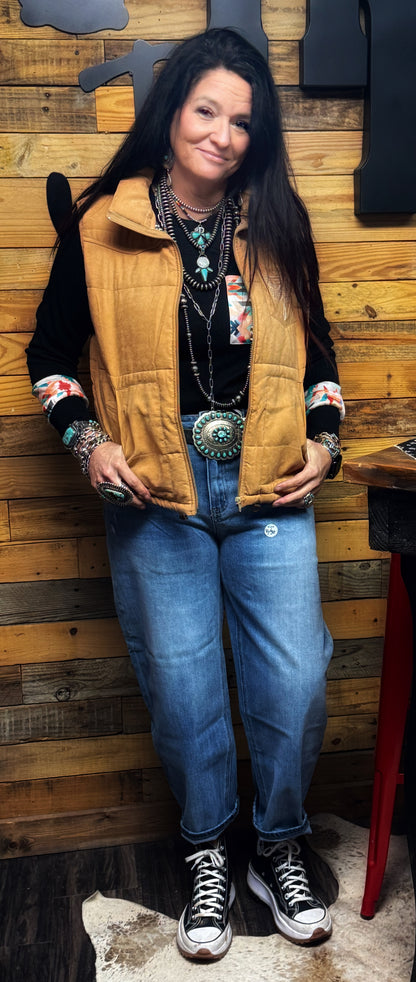 Ribbed Black Long Sleeve w/ Aztec Pocket