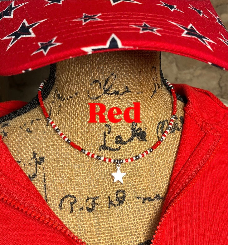 Fourth Of July Seed Bead Choker