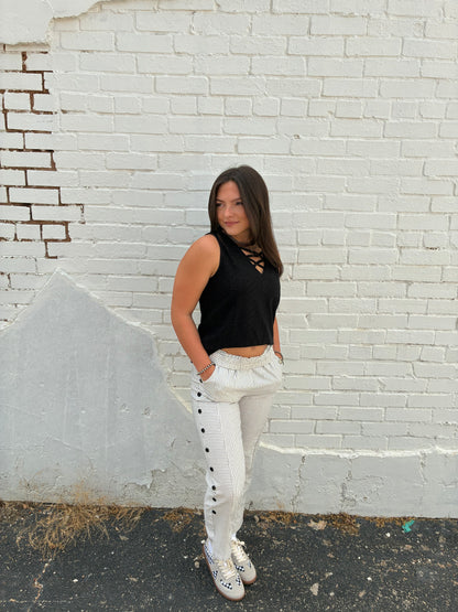 Striped Button Trouser