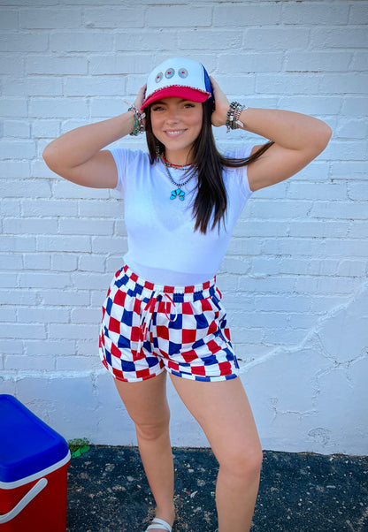 Patriotic Checkered Shorts