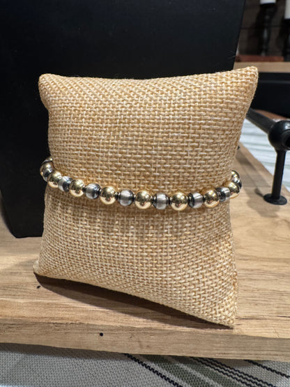 Bracelet - 5mm Sterling Silver Pearls/ 6mm Gold Filled Beads