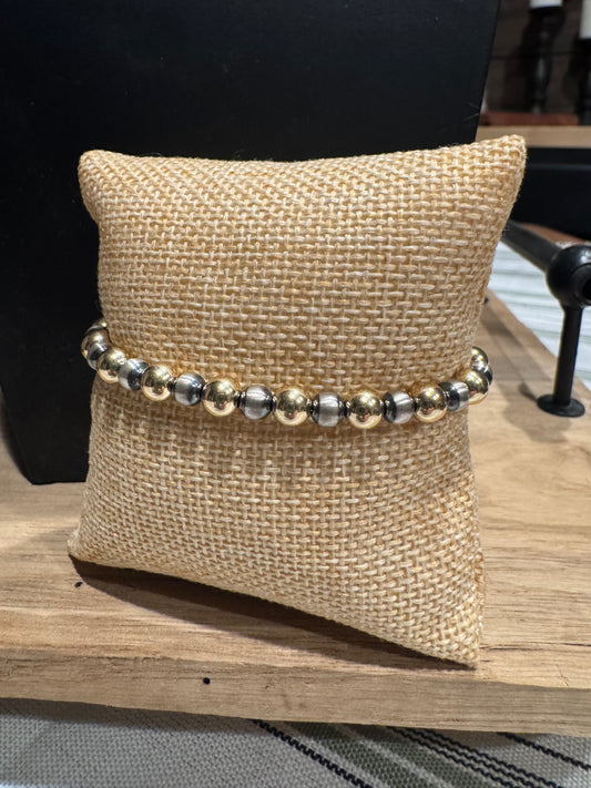 Bracelet - 5mm Sterling Silver Pearls/ 6mm Gold Filled Beads