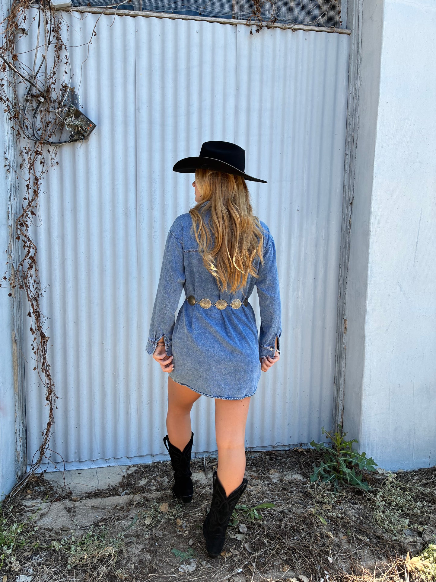 Denim Button-up Shirt Dress