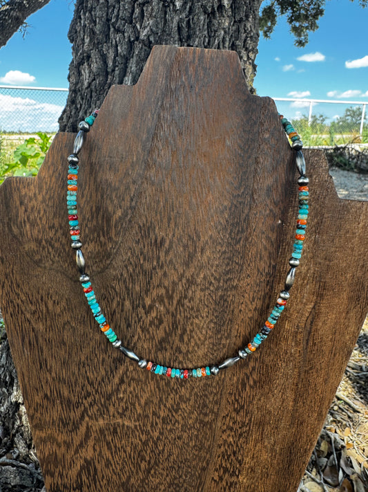 Necklace - 16" Rust and Sky